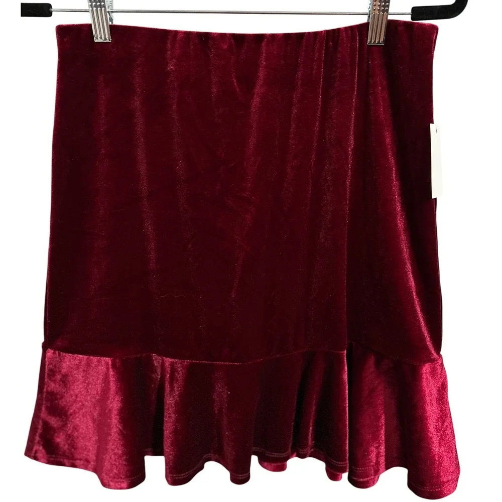 As U Wish Elastic Waisted‎ Velour Skirt Girls Size XL NWT